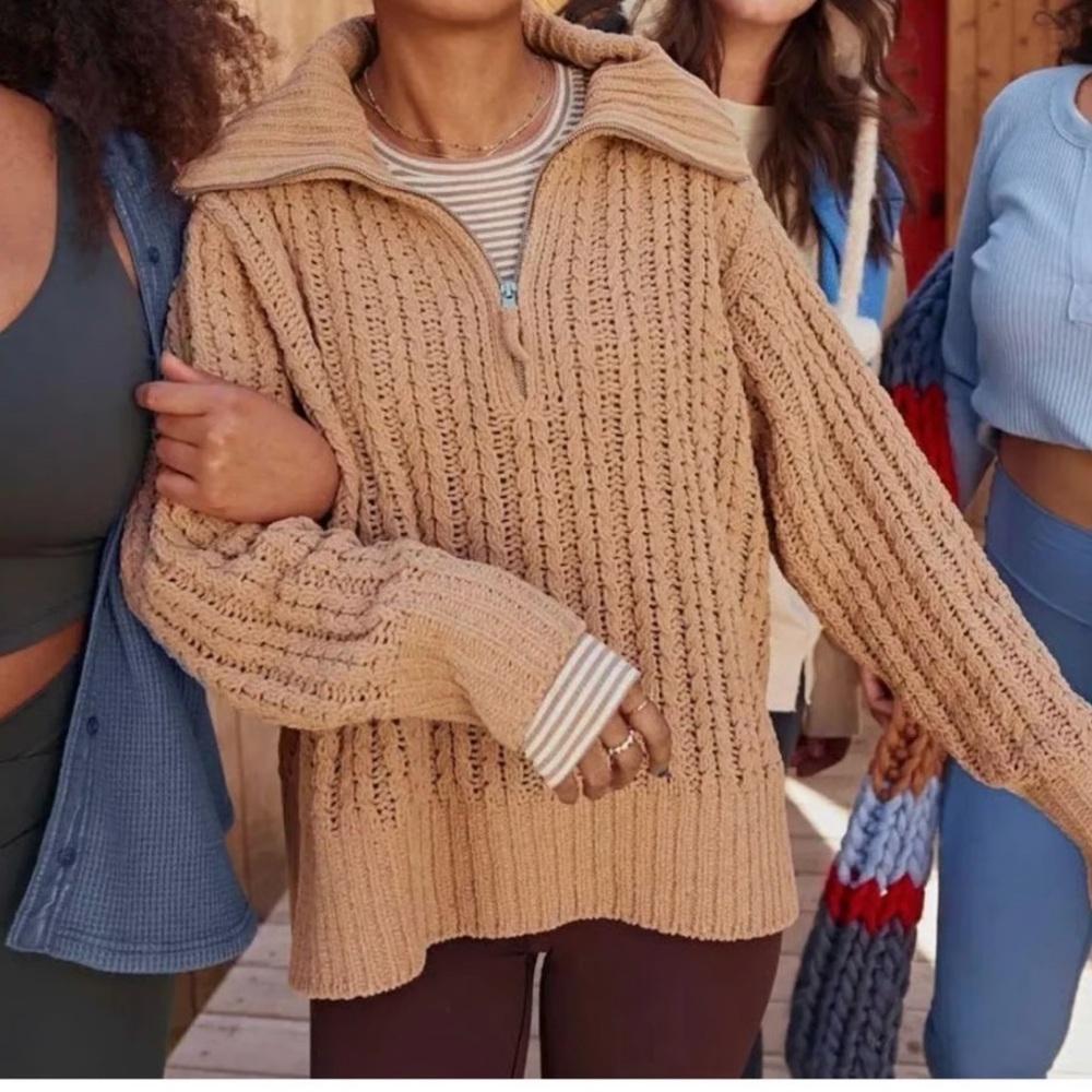 Aerie Tan Cowl Neck Sweater like new 🆕 - Picture 2 of 6